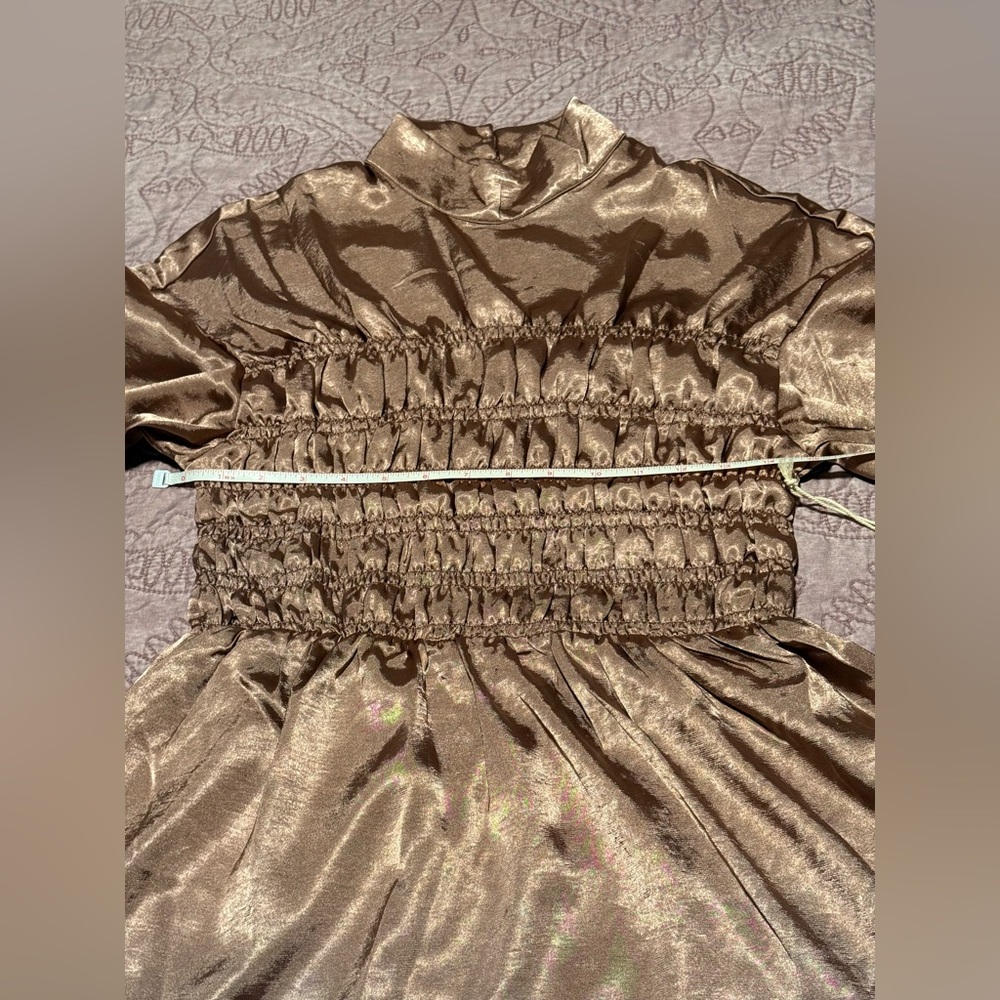 Elegant Metallic Long Sleeve Dress - Picture 6 of 15